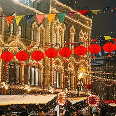 10pcs Red Paper Lights Hanging Lanterns Holiday Decorations