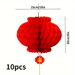 10pcs Red Paper Lights Hanging Lanterns Holiday Decorations