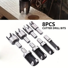 8pcs Countersunk Head Wooden Plug Drill Set