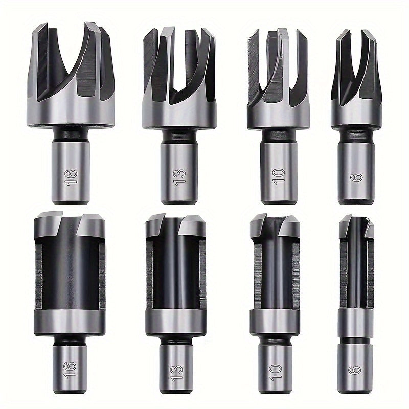 8pcs Countersunk Head Wooden Plug Drill Set