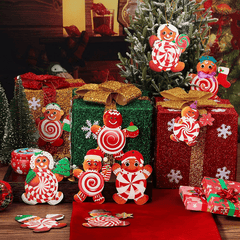 20pcs Red Cartoon Christmas Candy Tree Hanging Decorations with Rope