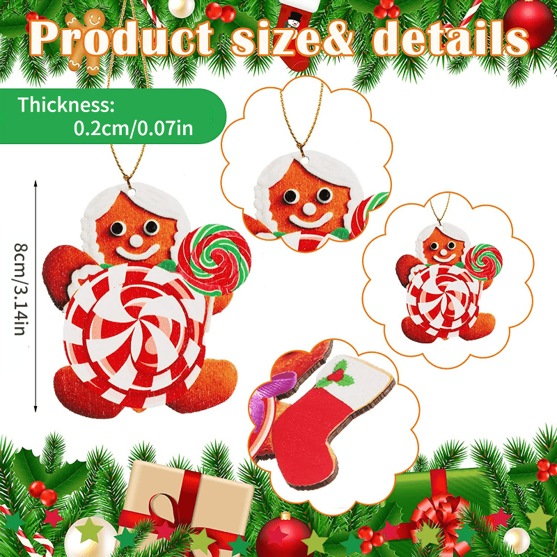 20pcs Red Cartoon Christmas Candy Tree Hanging Decorations with Rope