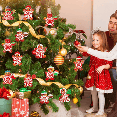 20pcs Red Cartoon Christmas Candy Tree Hanging Decorations with Rope