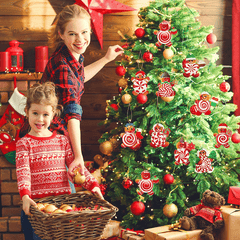 20pcs Red Cartoon Christmas Candy Tree Hanging Decorations with Rope