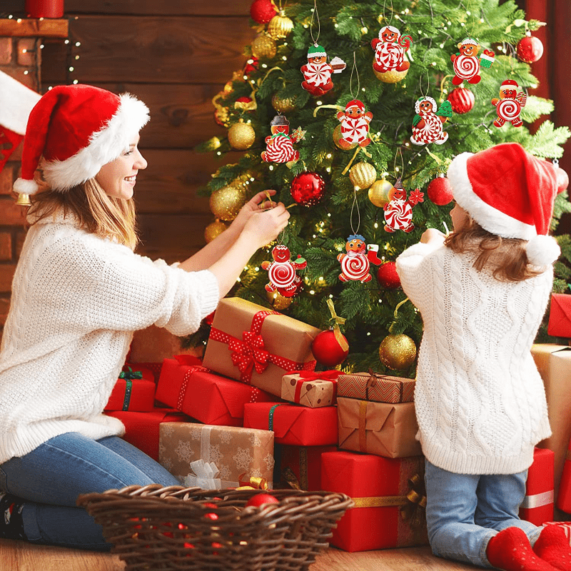 20pcs Red Cartoon Christmas Candy Tree Hanging Decorations with Rope