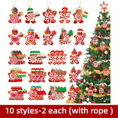 20pcs Red Cartoon Christmas Candy Tree Hanging Decorations with Rope