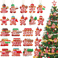 20pcs Red Cartoon Christmas Candy Tree Hanging Decorations with Rope