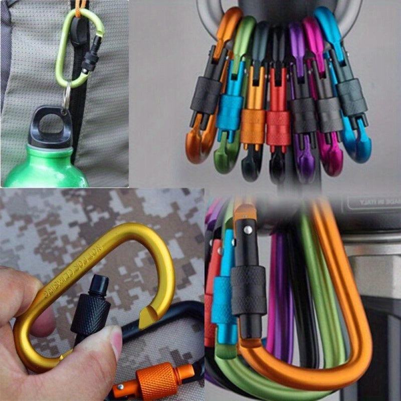 4pcs Aluminum Carabiner Buckle D Ring Key Chain Snap Hook Outdoor Camping