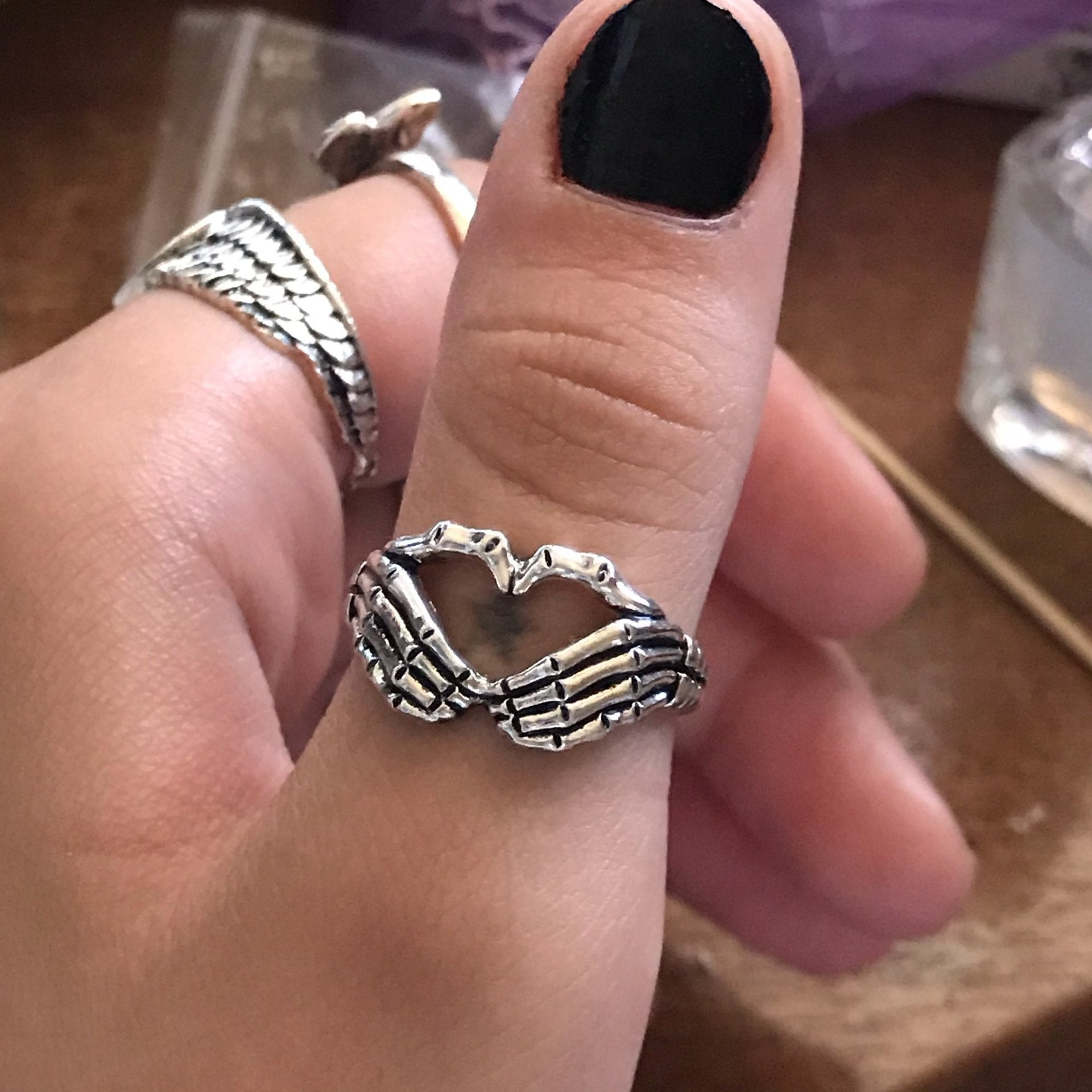 Retro Europe America Men Women Ring Punk Hell Ghost Hand Ring