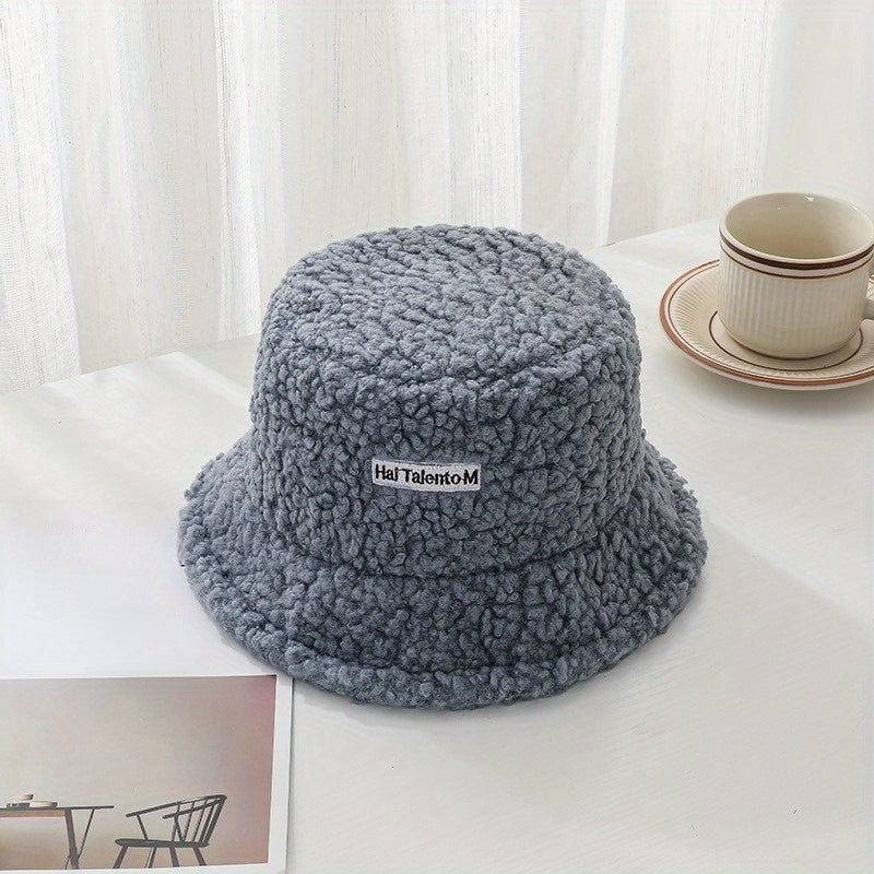 Solid Woollen Bucket Hat Lightweight Warm Winter Cap