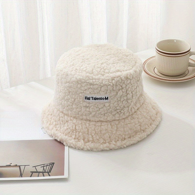 Solid Woollen Bucket Hat Lightweight Warm Winter Cap