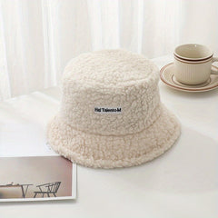 Solid Woollen Bucket Hat Lightweight Warm Winter Cap