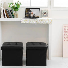Foldable PU Sofa Stool Shoe Ottoman Storage Box