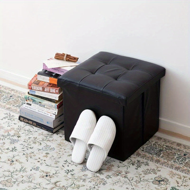 Foldable PU Sofa Stool Shoe Ottoman Storage Box