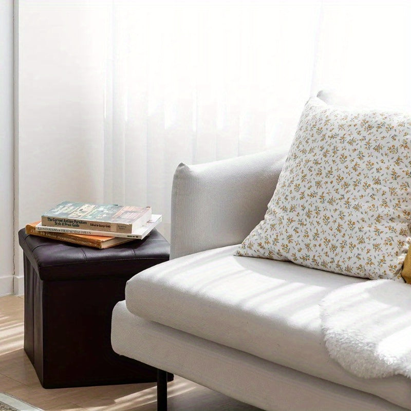 Foldable PU Sofa Stool Shoe Ottoman Storage Box