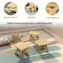 Portable Wood Folding Stool Square Stool Fishing Chair