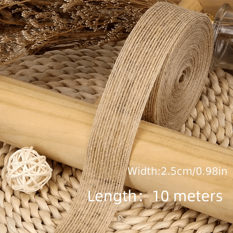 10M Natural Jute Ribbon Bow Crafts Vintage Burlap Fabric Sewing Wedding