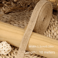 10M Natural Jute Ribbon Bow Crafts Vintage Burlap Fabric Sewing Wedding