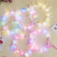LED Glowing Goose Feather Fairy Wreath for Halloween