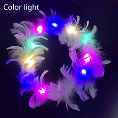 LED Glowing Goose Feather Fairy Wreath for Halloween