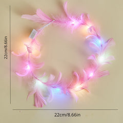 LED Glowing Goose Feather Fairy Wreath for Halloween