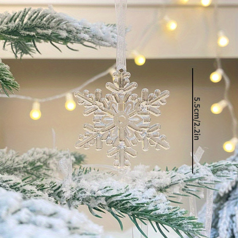 3pcs Transparent Snowflake Pendants Christmas Tree Decorations