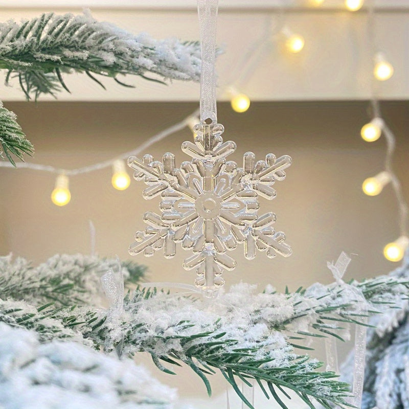 3pcs Transparent Snowflake Pendants Christmas Tree Decorations