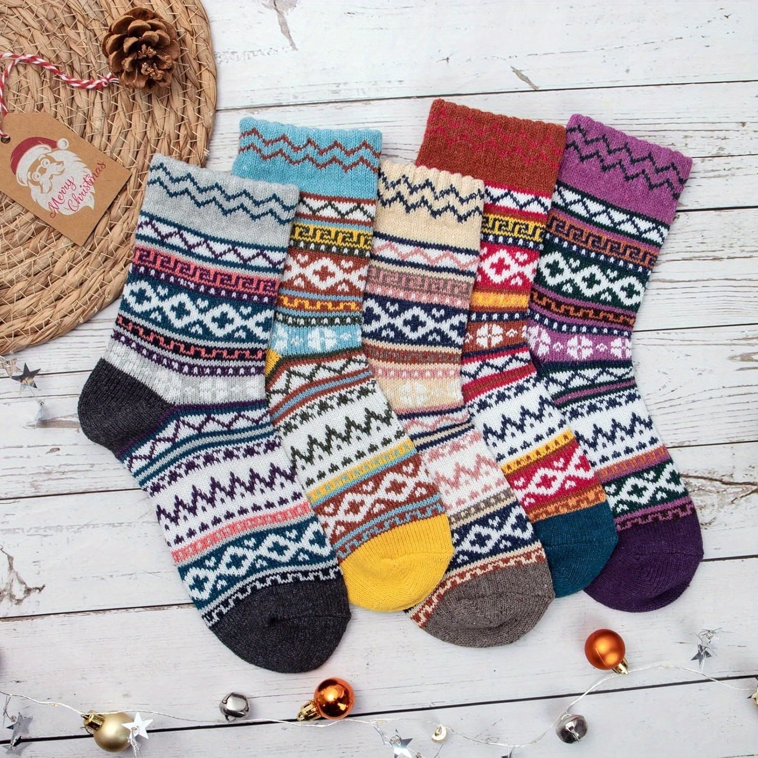 Vintage Wool Crew Socks for Men Women