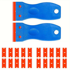 Plastic Razor Blade Scraper Set 2 Tools 20 Blades Labels Decal Rem
