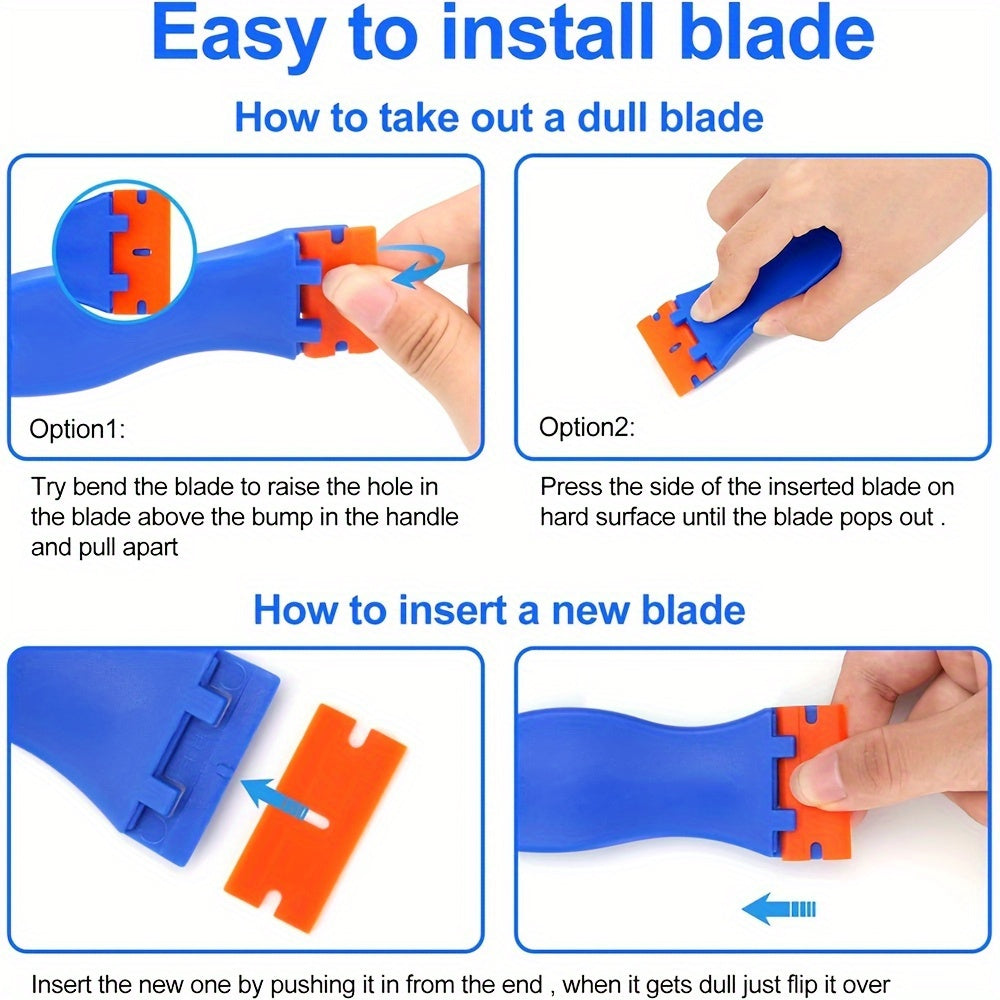 Plastic Razor Blade Scraper Set 2 Tools 20 Blades Labels Decal Rem