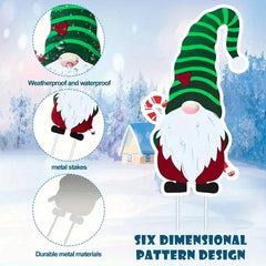 6pcs Plastic Christmas Gnome Garden Stakes Outdoor Decor