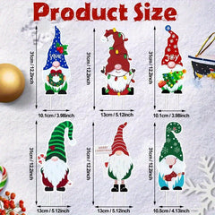 6pcs Plastic Christmas Gnome Garden Stakes Outdoor Decor