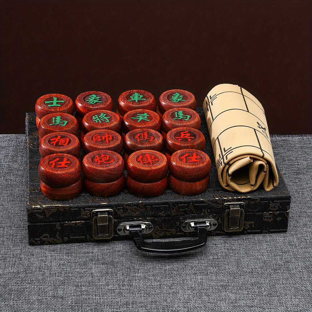 Solid Wooden Red Flower Pear Chess Chinese Chess Set Gift Great Gift For Elders