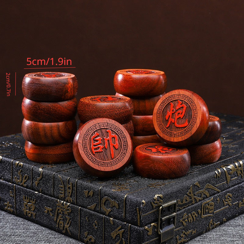 Solid Wooden Red Flower Pear Chess Chinese Chess Set Gift Great Gift For Elders