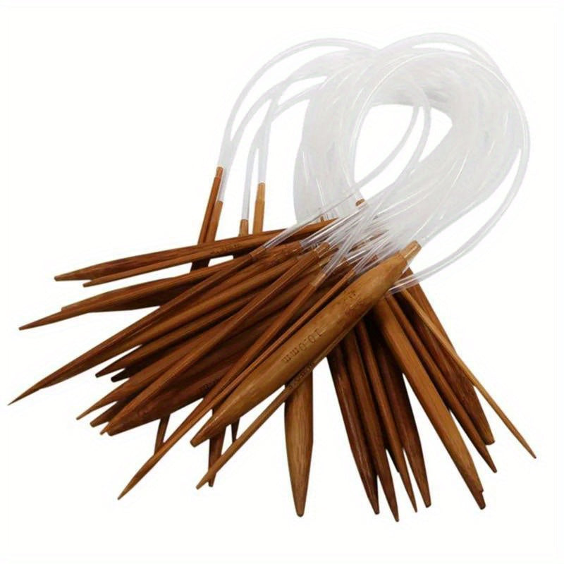 18pcs Bamboo Circular Needles Crochet Hooks Set 2-10MM Smooth Sewing Tools