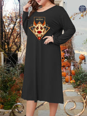 Dragon Graphic Long Sleeve Lounge Dress Plus Size