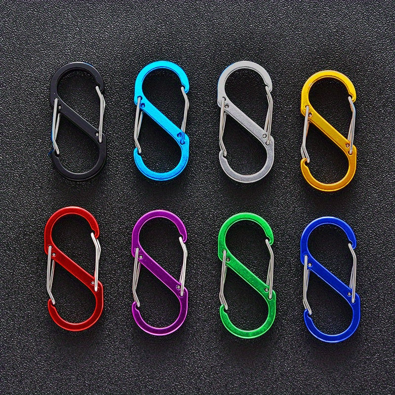 8pcs Mini S-shaped Carabiner Buckles for Outdoor Activities