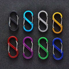 8pcs Mini S-shaped Carabiner Buckles for Outdoor Activities