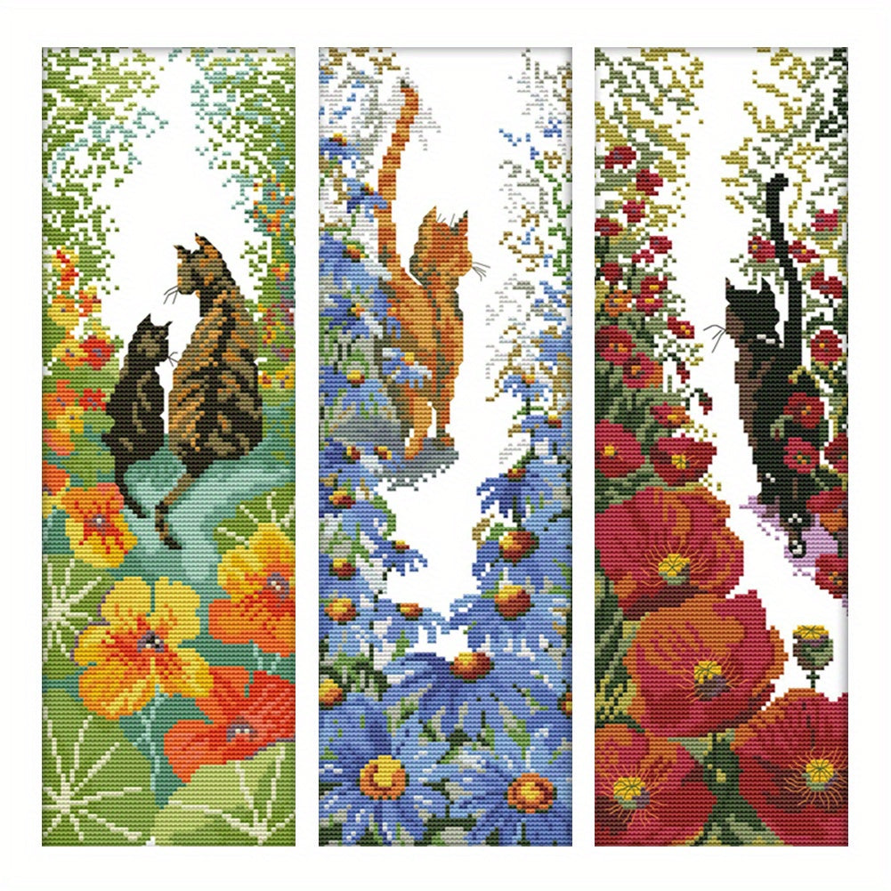 14CT Printed Flower Kit Cross Stitch Material Bag Artwork Wall Decor