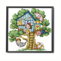 DIY Cross Stitch Kit Tree House Pattern Material Package