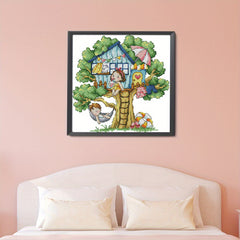 DIY Cross Stitch Kit Tree House Pattern Material Package