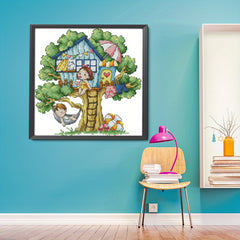 DIY Cross Stitch Kit Tree House Pattern Material Package