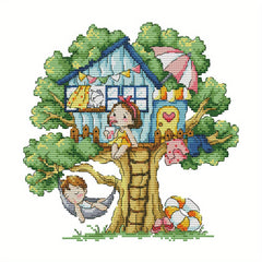 DIY Cross Stitch Kit Tree House Pattern Material Package