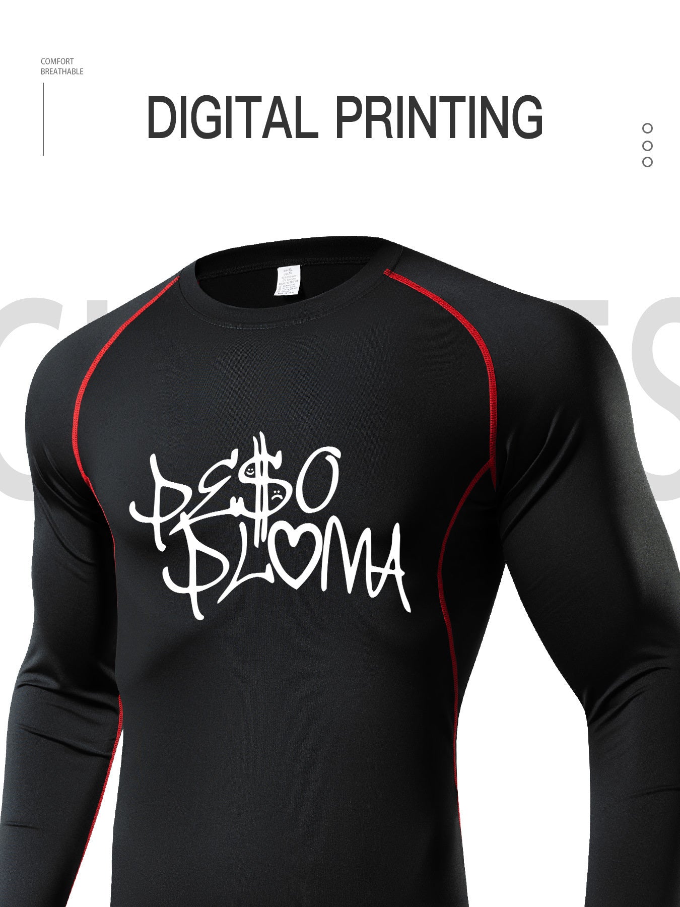 Men's Letter Print Compression Shirt Athletic Baselayer