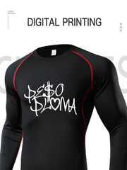 Men's Letter Print Compression Shirt Athletic Baselayer