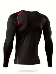 Men's Letter Print Compression Shirt Athletic Baselayer