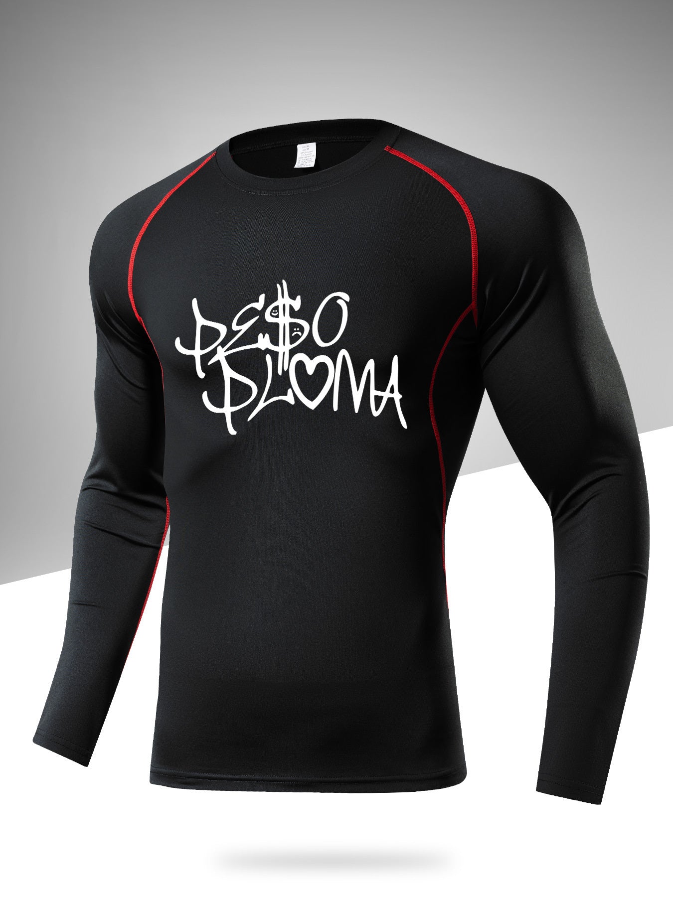 Men's Letter Print Compression Shirt Athletic Baselayer