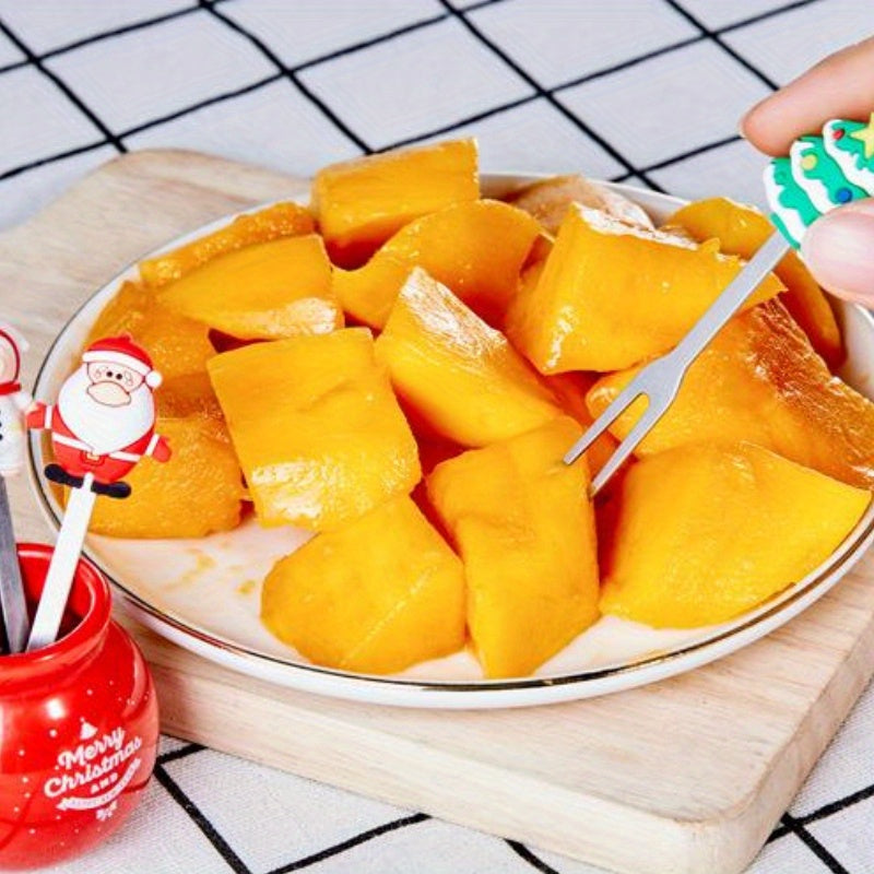 Christmas Stainless Steel Fruit Fork Set - Cartoon Shape Fork Set