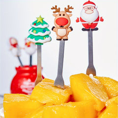 Christmas Stainless Steel Fruit Fork Set - Cartoon Shape Fork Set