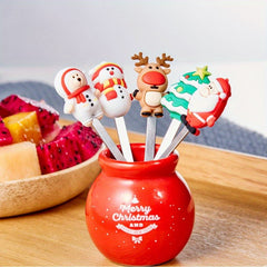 Christmas Stainless Steel Fruit Fork Set - Cartoon Shape Fork Set